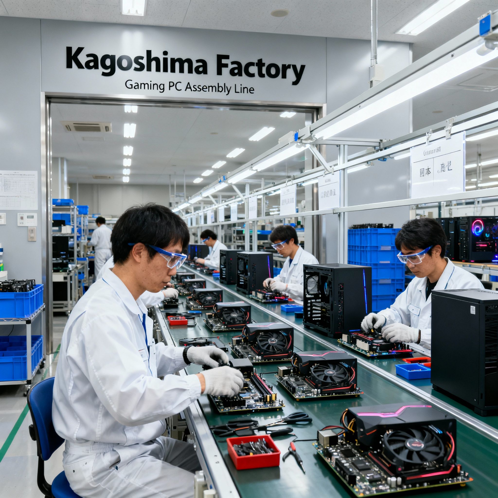 コスト削減しているゲーミングPCの工場ライン