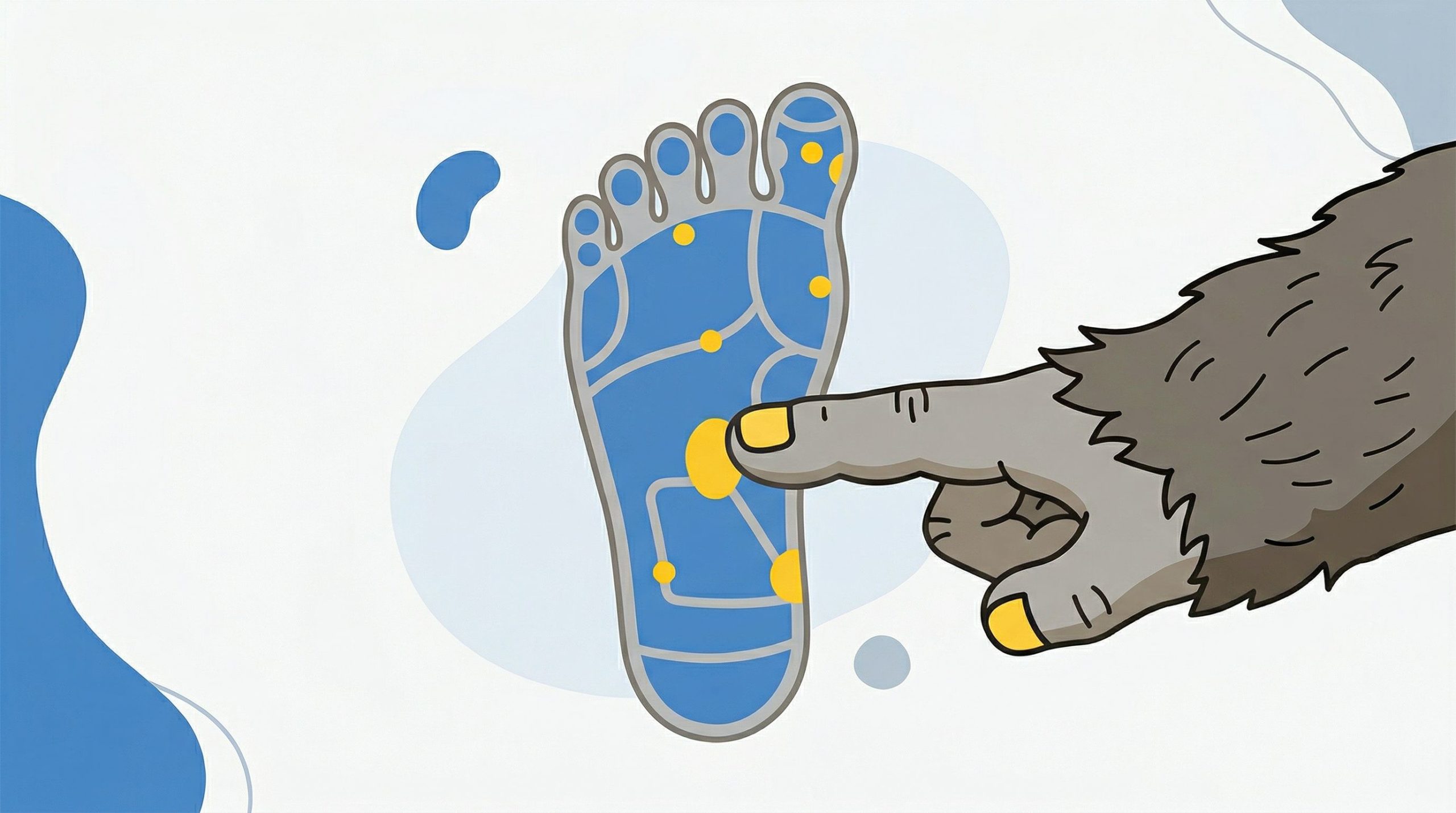 ゴリラの指が足裏のツボを押しているイラスト：イメージ画像
