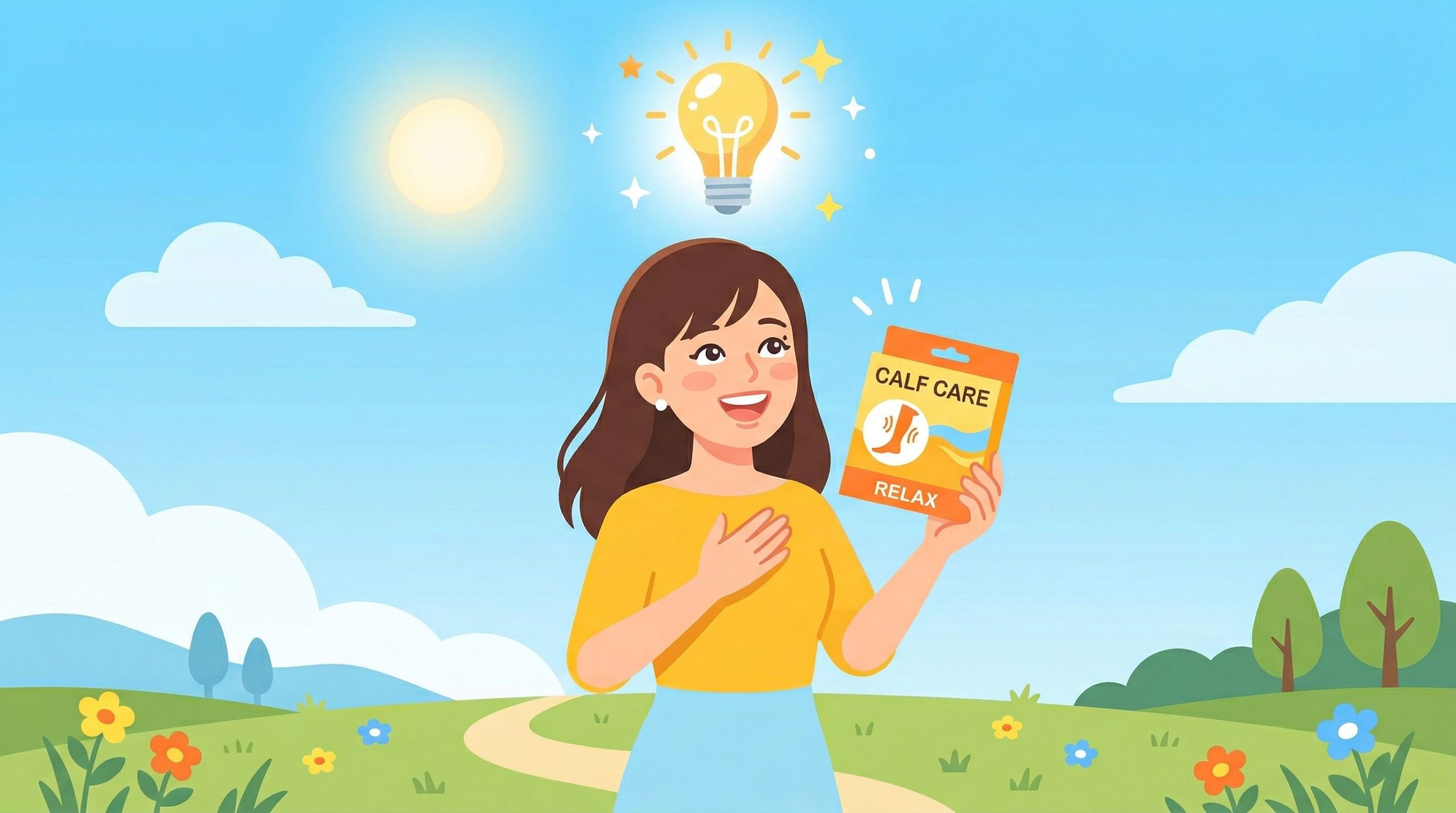 悩みが解決し自分に合う商品を見つけた人物のイラスト
